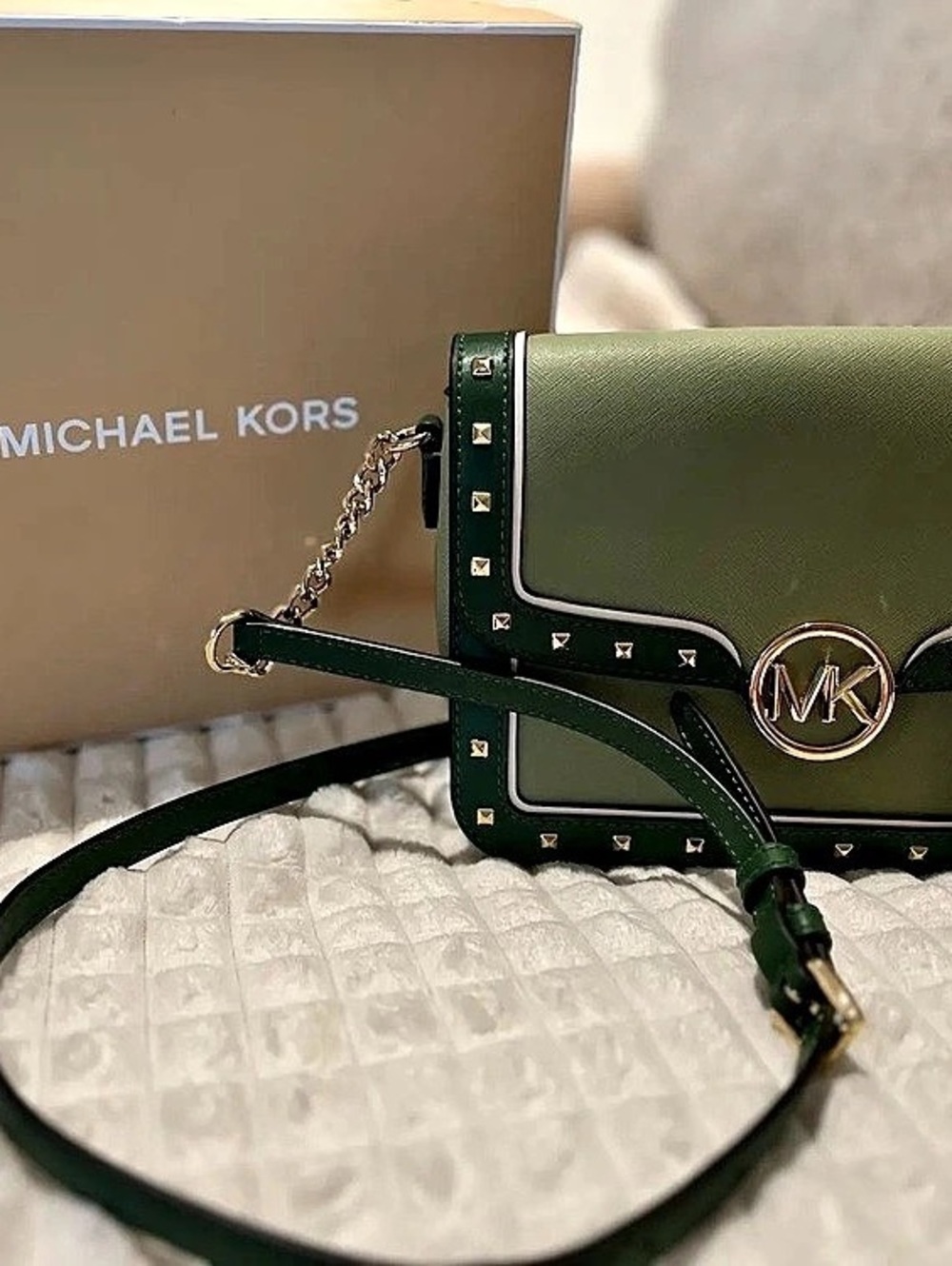 Michael Kors Medium Leather Crossbody Bag Green